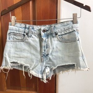 Free People Distressed Cut Off Denim Shorts
